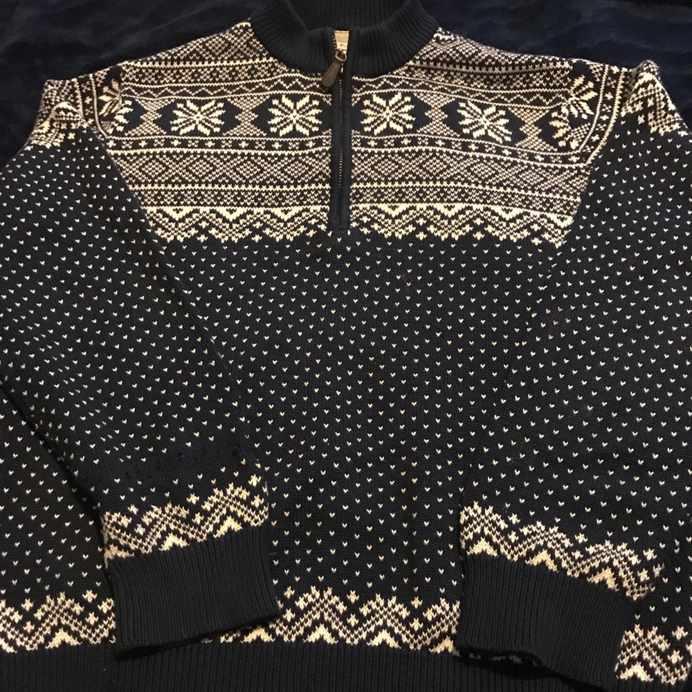 Boys LL Bean Snowflake Pullover Sweater w/ zipper